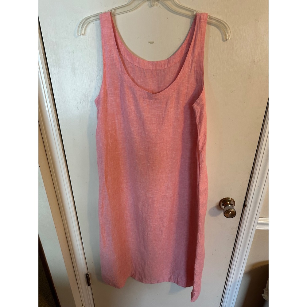 Haven Well Within Coral Pink 100% Linen Sleeveless Shift Midi Dress Womens Large - Picture 4 of 11